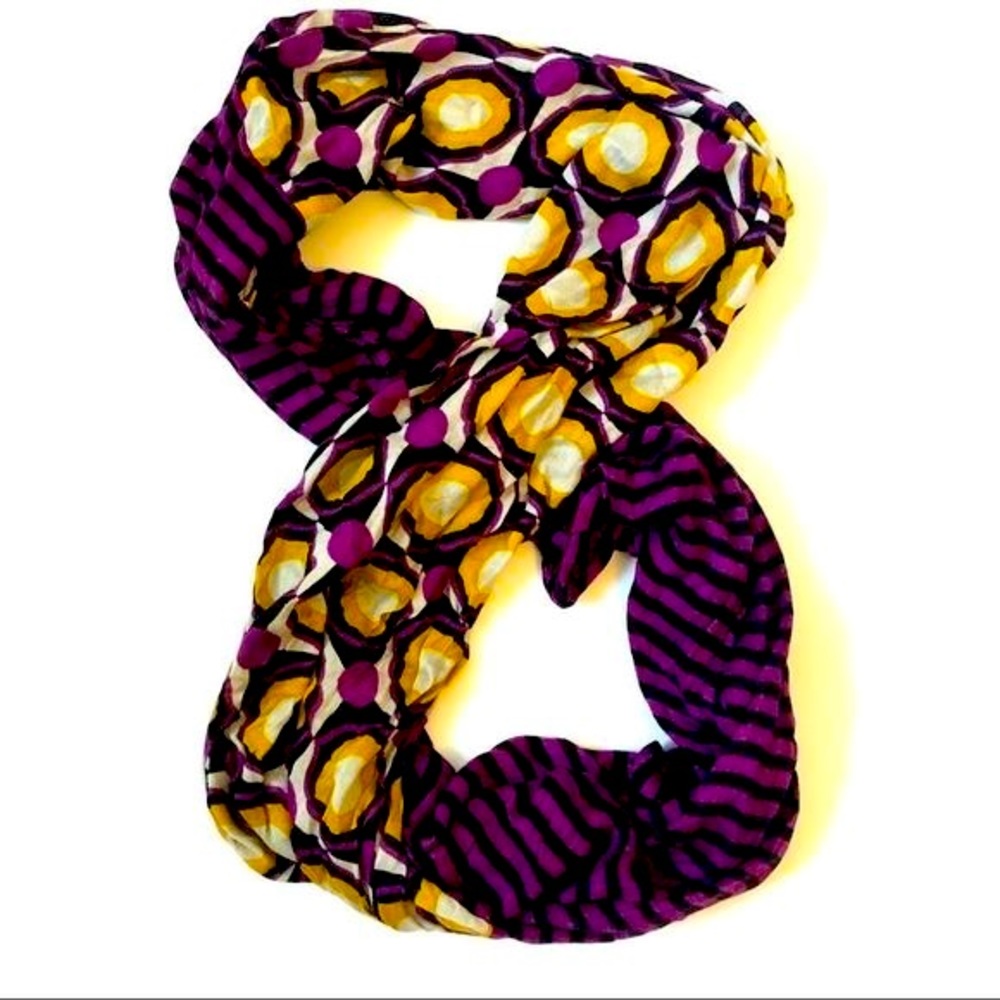 Nordstrom Tarnish Infinity Scarf Art Deco and Stripe Mixed Print OS